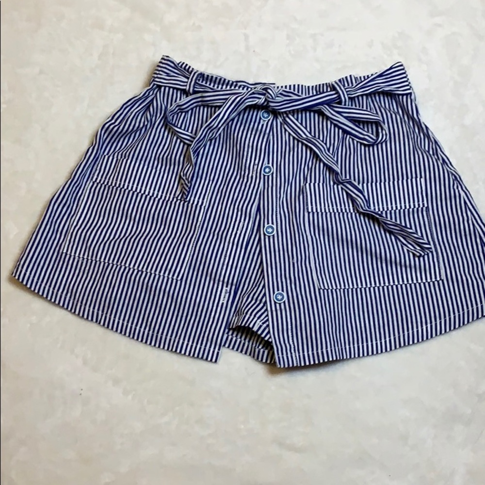 Blue and White Striped Skort